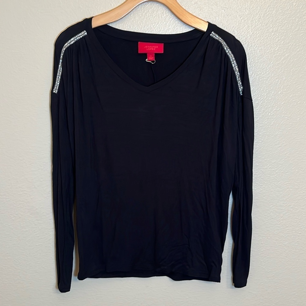 Jennifer Lopez Black Jewel Shirt